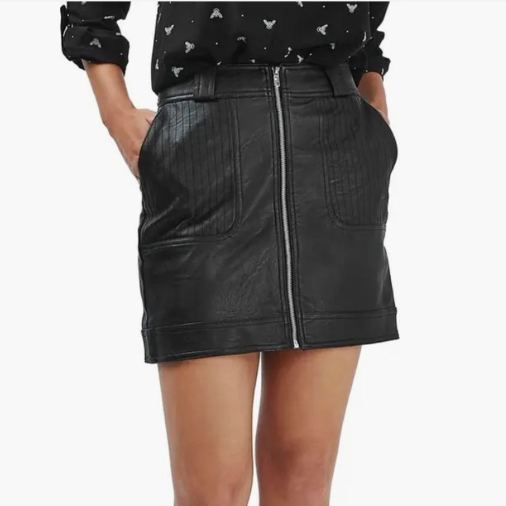 Topshop Stitch Detail Faux Leather Miniskirt sz 4